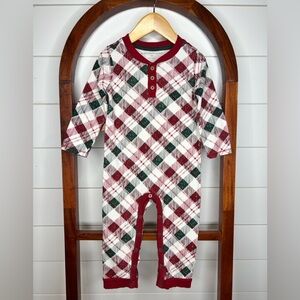 Burt's Bees Red and Green Plaid Kids One Piece